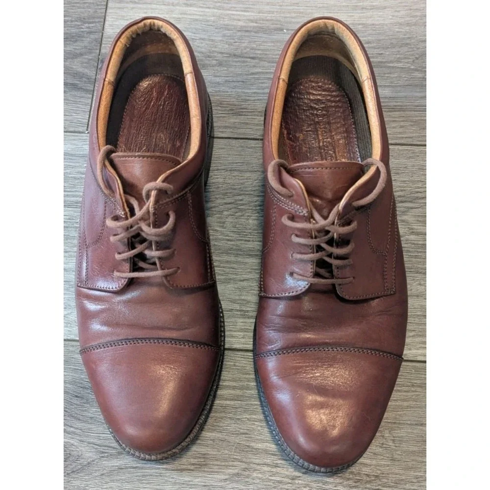 Johnston & Murphy 10.5 M‎ Shoes Brown Oxford Leather Lace Up Classic Timeless